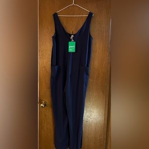 Pact Organic Cotton Jumpsuit. Size Large. Navy.